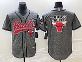 Men's Chicago Bulls Blank Grey Gridiron Cool Base Stitched Baseball Jersey