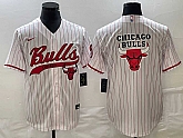 Men's Chicago Bulls Blank White Pinstripe Cool Base Stitched Baseball Jersey