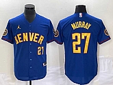 Men's Denver Nuggets #27 Jamal Murray Blue With Patch Cool Base Stitched Baseball Jersey,baseball caps,new era cap wholesale,wholesale hats