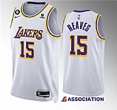 Men's Los Angeles Lakers #15 Austin Reaves White Association Edition With NO.6 Patch Stitched Basketball Jersey,baseball caps,new era cap wholesale,wholesale hats