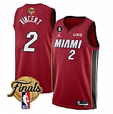 Men's Miami Heat #2 Gabe Vincent Red 2023 Finals Statement Edition With NO.6 Patch Stitched Basketball Jersey,baseball caps,new era cap wholesale,wholesale hats