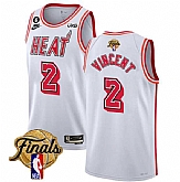 Men's Miami Heat #2 Gabe Vincent White 2023 Finals Classic Edition With NO.6 Patch Stitched Basketball Jersey,baseball caps,new era cap wholesale,wholesale hats