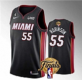 Men's Miami Heat #55 Duncan Robinson Black 2023 Finals Icon Edition With NO.6 Patch Stitched Basketball Jersey,baseball caps,new era cap wholesale,wholesale hats