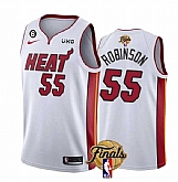 Men's Miami Heat #55 Duncan Robinson White 2023 Finals Association Edition With NO.6 Patch Stitched Basketball Jersey