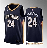 Men's New Orleans Pelicans #24 Jordan Hawkins Navy 2023 Draft Icon Edition Stitched Basketball Jersey,baseball caps,new era cap wholesale,wholesale hats