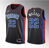 Men's Oklahoma City Thunder #22 Cason Wallace Black 2023 Draft City Edition Stitched Basketball Jersey