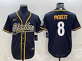 Men's Pittsburgh Steelers #8 Kenny Pickett Black With Patch Cool Base Stitched Baseball Jersey,baseball caps,new era cap wholesale,wholesale hats