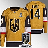 Men's Vegas Golden Knights #14 Nicolas Hague Gold 2023 Stanley Cup Champions Stitched Jersey,baseball caps,new era cap wholesale,wholesale hats
