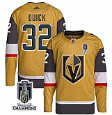 Men's Vegas Golden Knights #32 Jonathan Quick Gold 2023 Stanley Cup Champions Stitched Jersey,baseball caps,new era cap wholesale,wholesale hats