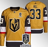Men's Vegas Golden Knights #33 Adin Hill Gold 2023 Stanley Cup Champions Stitched Jersey,baseball caps,new era cap wholesale,wholesale hats