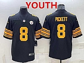 Youth Pittsburgh Steelers #8 Kenny Pickett Black Color Rush Stitched NFL Nike Limited Jersey
