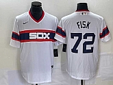 Men's Chicago White Sox #72 Carlton Fisk White Throwback Cool Base Stitched Jersey