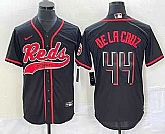 Men's Cincinnati Reds #44 Elly De La Cruz Black With Patch Cool Base Stitched Baseball Jersey,baseball caps,new era cap wholesale,wholesale hats