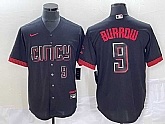 Men's Cincinnati Reds #9 Joe Burrow Number Black 2023 City Connect Cool Base Stitched Baseball Jersey2,baseball caps,new era cap wholesale,wholesale hats