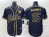 Men's Kansas City Chiefs #15 Patrick Mahomes Black Gold Super Bowl LVII Cool Base Stitched Baseball Jersey,baseball caps,new era cap wholesale,wholesale hats