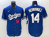 Men's Los Angeles Dodgers #14 Enrique Hernandez Number Blue Stitched Cool Base Nike Jersey,baseball caps,new era cap wholesale,wholesale hats