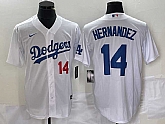 Men's Los Angeles Dodgers #14 Enrique Hernandez Number White Stitched Cool Base Nike Jersey,baseball caps,new era cap wholesale,wholesale hats