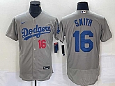 Men's Los Angeles Dodgers #16 Will Smith Number Grey Stitched Flex Base Nike Jersey,baseball caps,new era cap wholesale,wholesale hats