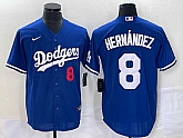 Men's Los Angeles Dodgers #8 Kike Hernandez Number Blue Stitched Cool Base Nike Jersey,baseball caps,new era cap wholesale,wholesale hats