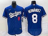 Men's Los Angeles Dodgers #8 Kike Hernandez Number Blue Stitched Flex Base Nike Jersey,baseball caps,new era cap wholesale,wholesale hats