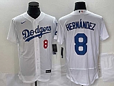 Men's Los Angeles Dodgers #8 Kike Hernandez Number White Stitched Flex Base Nike Jersey,baseball caps,new era cap wholesale,wholesale hats