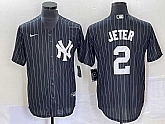 Men's New York Yankees #2 Derek Jeter Black Pinstripe Cool Base Stitched Baseball Jersey,baseball caps,new era cap wholesale,wholesale hats