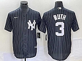 Men's New York Yankees #3 Babe Ruth Black Pinstripe Cool Base Stitched Baseball Jersey,baseball caps,new era cap wholesale,wholesale hats