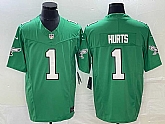 Men's Philadelphia Eagles #1 Jalen Hurts Green 2023 FUSE Vapor Limited Throwback Stitched Jersey,baseball caps,new era cap wholesale,wholesale hats