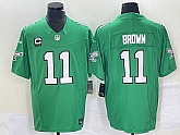 Men's Philadelphia Eagles #11 AJ Brown Green C Patch 2023 FUSE Vapor Limited Throwback Stitched Jersey,baseball caps,new era cap wholesale,wholesale hats