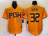 Men's Pittsburgh Pirates #32 Henry Davis Number Yellow 2023 City Connect Stitched Jersey,baseball caps,new era cap wholesale,wholesale hats