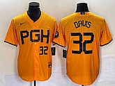 Men's Pittsburgh Pirates #32 Henry Davis Number Yellow 2023 City Connect Stitched Jersey2,baseball caps,new era cap wholesale,wholesale hats