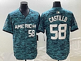 Men's Seattle Mariners #58 Diego Castillo Number Teal 2023 All Star Stitched Baseball Jersey,baseball caps,new era cap wholesale,wholesale hats