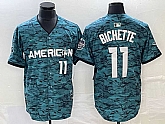 Men's Toronto Blue Jays #11 Bo Bichette Number Teal 2023 All Star Cool Base Stitched Jersey,baseball caps,new era cap wholesale,wholesale hats