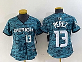 Women's Kansas City Royals #13 Salvador Perez Teal 2023 All Star Cool Base With Patch Stitched Baseball Jersey,baseball caps,new era cap wholesale,wholesale hats