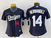 Women's Los Angeles Dodgers #14 Enrique Hernandez Number Black Stitched Cool Base Nike Jersey,baseball caps,new era cap wholesale,wholesale hats