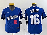 Women's Los Angeles Dodgers #16 Will Smith Number Blue Stitched Cool Base Nike Jersey,baseball caps,new era cap wholesale,wholesale hats