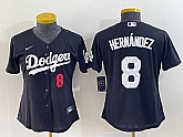 Women's Los Angeles Dodgers #8 Kike Hernandez Number Black Stitched Cool Base Nike Jersey,baseball caps,new era cap wholesale,wholesale hats