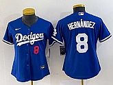 Women's Los Angeles Dodgers #8 Kike Hernandez Number Blue Stitched Cool Base Nike Jersey,baseball caps,new era cap wholesale,wholesale hats
