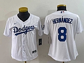 Women's Los Angeles Dodgers #8 Kike Hernandez White Stitched Cool Base Nike Jersey,baseball caps,new era cap wholesale,wholesale hats