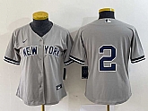 Women's New York Yankees #2 Derek Jeter Grey No Name Stitched Cool Base Jersey,baseball caps,new era cap wholesale,wholesale hats