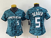 Women's Texas Rangers #5 Corey Seager Number Teal 2023 All Star Stitched Baseball Jersey,baseball caps,new era cap wholesale,wholesale hats
