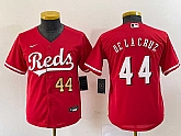 Youth Cincinnati Reds #44 Elly De La Cruz Number Red Cool Base Stitched Baseball Jersey1