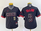 Youth Cincinnati Reds #9 Matt McLain Number Black 2023 City Connect Cool Base Stitched Jersey1,baseball caps,new era cap wholesale,wholesale hats