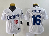 Youth Los Angeles Dodgers #16 Will Smith Number White Stitched Cool Base Nike Jersey,baseball caps,new era cap wholesale,wholesale hats