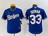 Youth Los Angeles Dodgers #33 James Outman Blue Cool Base Stitched Jersey,baseball caps,new era cap wholesale,wholesale hats