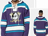 Anaheim Ducks Purple Men's Customized All Stitched Hooded Sweatshirt