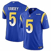 Men & Women & Youth Los Angeles Rams #5 Jalen Ramsey Blue 2023 F.U.S.E. Vapor Untouchable Limited Stitched Jersey,baseball caps,new era cap wholesale,wholesale hats