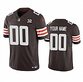 Men's Cleveland Browns Active Player Custom Brown 2023 F.U.S.E. With Jim Brown Memorial Patch Vapor Untouchable Limited Football Stitched Jersey