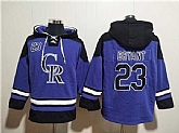 Men's Colorado Rockies #23 Kris Bryant Purple Ageless Must-Have Lace-Up Pullover Hoodie