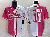 Men's Dallas Cowboys #11 Micah Parsons Pink White Two Tone With Patch Cool Base Stitched Baseball Jersey,baseball caps,new era cap wholesale,wholesale hats